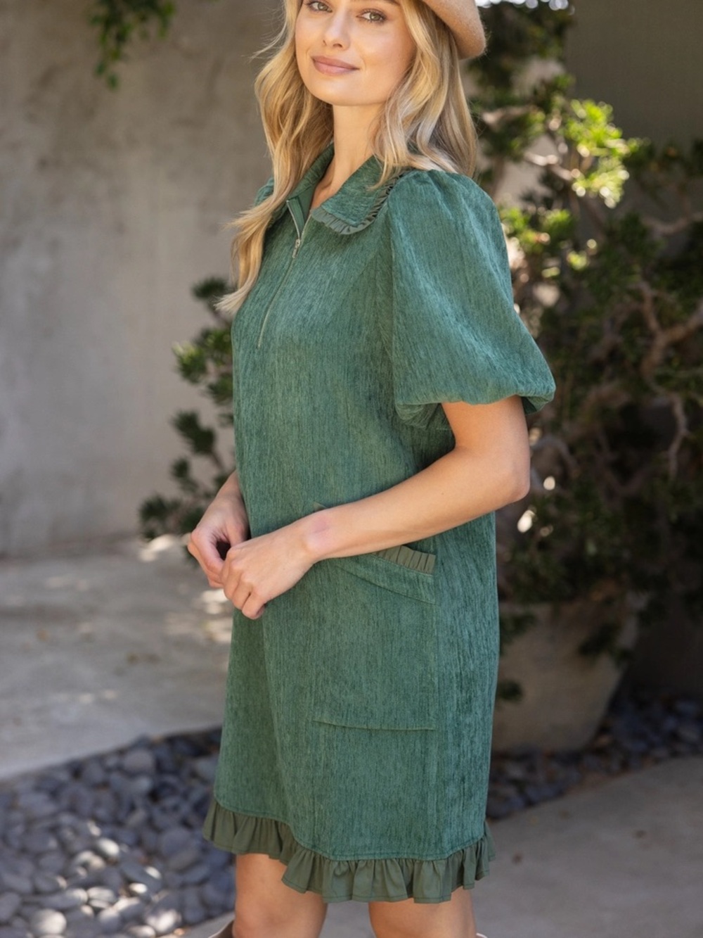 RAQUEL RUFFLE POCKET DETAIL DRESS - Picture 2 of 11